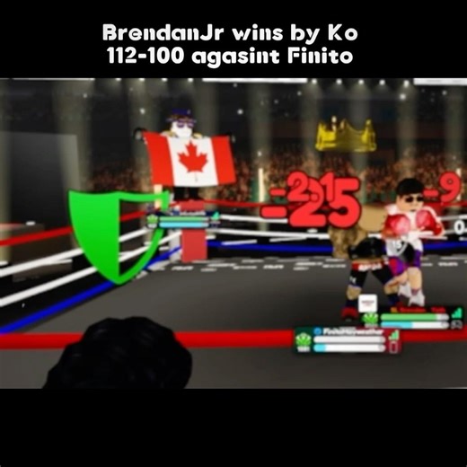 BrendanJr vs Finito 112-100 in the ring Brendan wins by Ko in boxing beta Roblox imma start posting