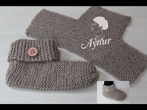 DIY knitting for beginners I Simple slippers knitting I Socks knitting I Kolay örgü ev botu