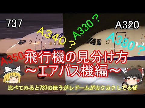 飛行機の見分け方～エアバス機編～【ゆっくり解説】 A320,330,340,350,380の特徴を紹介！ クイズ付き