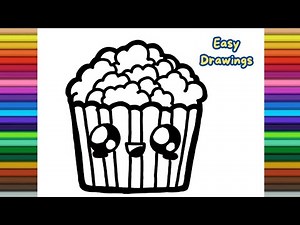 How to Draw a Cute Popcorn Box | Easy Step-by-Step Drawing for Kids | drawing and coloring for kids