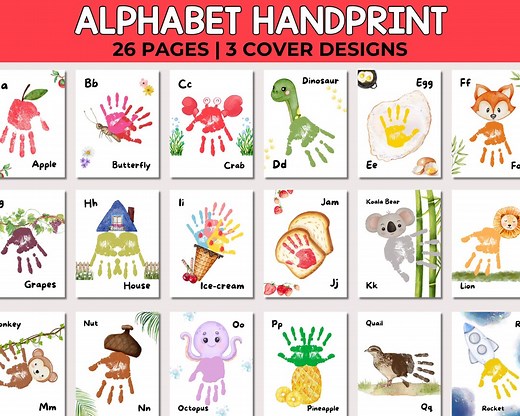 Alphabet Handprint Book, ABC Handprint Craft, DIY Alphabet Book, ABC Book Template, Pre-k Memory Book, First Abc Book,handprint Alphabet Art - Etsy