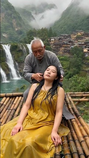 Traditional Chinese Head Massage by Waterfall | Relaxing Mountain Village Therapy
