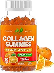 Collagen Peptides Gummies with Biotin, Vitamin C & E for Women & Men - Premium Hydrolyzed Collagen Type I & III for Hair, Skin & Nails Support - Gluten-Free, Non-GMO - 60 Gummies (30 Servings)