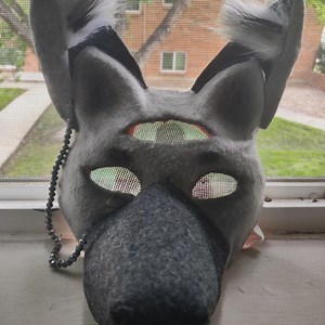 silver fox/grey wolf therian mask, with matching... | Depop