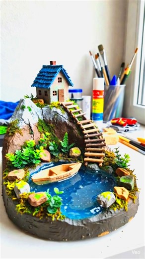 DIY Mountain Village 🏔️🏡 | Handmade Miniature Build #youtubeshorts #viralshorts
