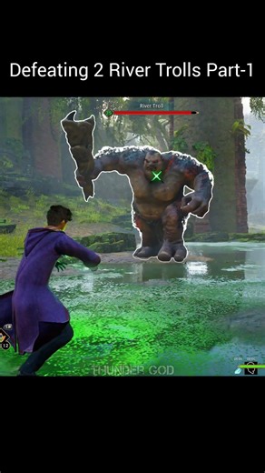 Defeating 2 River Trolls Part-1 Hogwarts Legacy Gameplay #gaming #hogwartslegacy #shorts