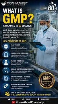 What is Good Manufacturing Practice (GMP)? #knowaboutpharmacy #pharmacareer #pharmajobs #pharmacy
