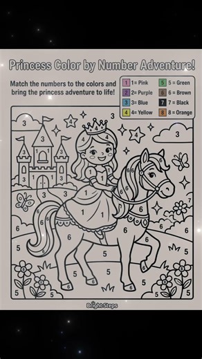 Princess Color by Number | Fun Horse Coloring Activity for Preschool & Kindergarten