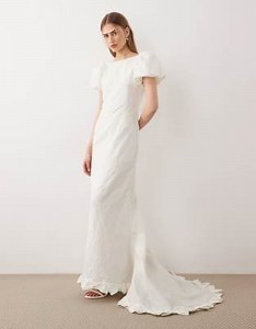 Dream Sister Jane Bridal bow jacquard maxi dress in white | ASOS