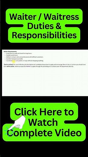 Waiter Responsibility | Duties and Responsibilities of Waiter or Waitress