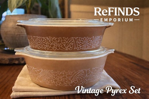 Vintage Pyrex Woodland Brown Casserole Set W/ Lids | #471-B & #472-B | Retro Floral Pyrex | Farmhouse Kitchen | Read Condition - Etsy
