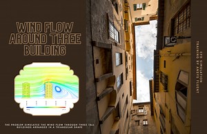 Wind Flow Around Three Buildings CFD Simulation, ANSYS Fluent Tutorial - MR CFD