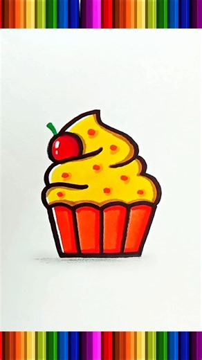 Learn to Draw a Cupcake Easy Step by Step 😍💕 #satisfying #drawing #shorts