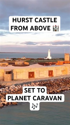 🎶 Floating above Hurst Castle with Planet Caravan — pure calm 🌊 #dronevideo #castle #blacksabbath
