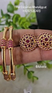 Premium GoldLookalike Ruby Stone Bangles And Ruby Stud Earrings combo [Ruby bangles, Ruby stone jewelry , Ruby stone earrings] | Advaita - Handcrafted Jewellery