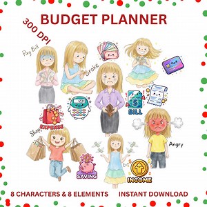 Watercolor Budget Planner Stickers, Financial Icons (digital Download - Etsy