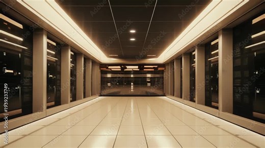 Modern data center corridor featuring an endless row of glowing server racks on both sides, creating a long, futuristic pathway for information technology infrastructure
