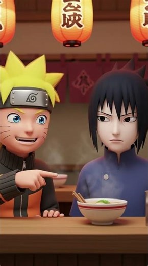 Naruto vs Sasuke Noodle Eating Challenge | Funny Anime Short | #shorts#3danimation