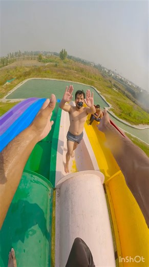 Racing My Friend on the Fastest Water Slide! 💦🔥 #shorts#youtubeshorts
