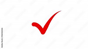 red checkmark symbol yes approve choice, red tick doodle, hand drawn check mark animation ' Check mark brush paint style symbol animation on white background, check icon, red checkmark, check box.