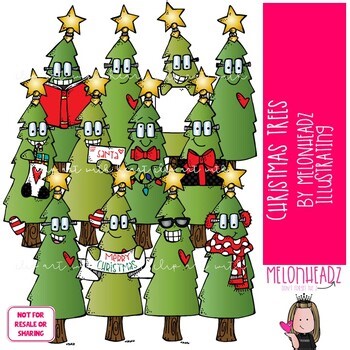 Christmas Trees clip art COLORED Version