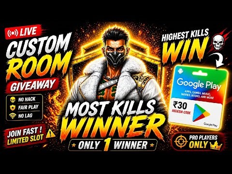 💀 FREE FIRE LIVE 🔥 CUSTOM ROOM GIVEAWAY | MOST KILLS WIN ₹30 💰 PRO PLAYERS ONLY 😈#freefire