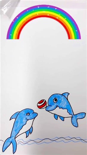 Cute Dolphins Playing Under a Rainbow 🌈🐬 | So Satisfying! #Shorts #Cute #Dolphins #Rainbow