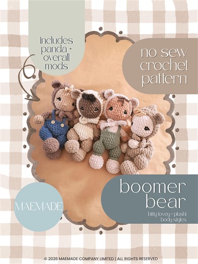 Boomer Bear Critter Bub | Bear Crochet Pattern | No Sew Crochet Pattern | Critter Bub - Etsy