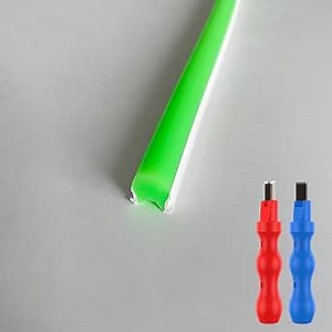 16.4ft/5m Separated Neon Flexible LED Light Strip Cover, 8mm Green Wear Free DIY Bendable Silicone Diffuser Cover with Cutter and Same Color Lamp Belt for Bar Car Outdoor Home DIY Decor