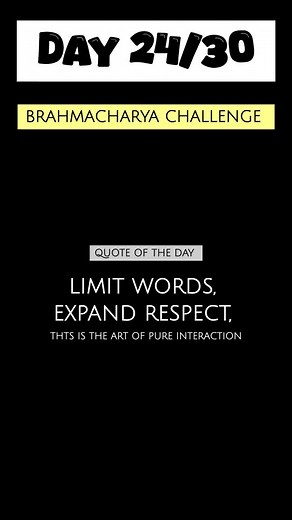 Day 24 of 30 Days Brahmacharya Challenge Today we discussed a powerful principle: When speech becomes respectful, intentions become pure. How boys and girls speak to each other sets the tone of their mind, energy and daily discipline. Soft words, clear boundaries and purposeful conversations help protect focus, boost inner strength and keep the mind peaceful. When we communicate with dignity, we naturally move closer to purity, simplicity and self-control. Let every word be mindful, respectful a