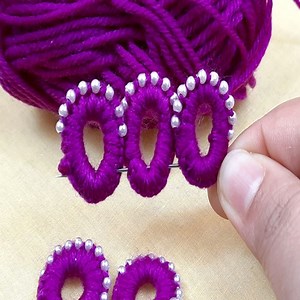 4.1M views · 20K reactions | Latest pearl flower embroidery tricks using woolen thread Via Cherry Blossom | Dian Embroidery | Facebook