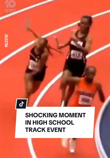 High School Track Incident: Baton Strikes Competitor