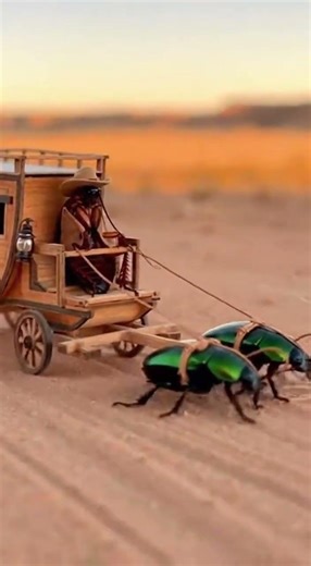 Cockroach driving a car Beetle pulling a car#viral #shorts #ai #viralvideo #funnyvideos