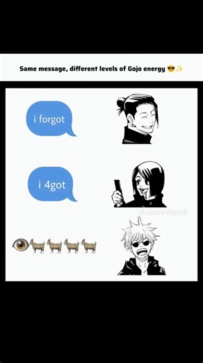 Same message, different levels of Gojo energy 😎✨