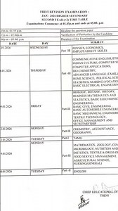 FIRST REVISION TEST TIME TABLE IN 2026