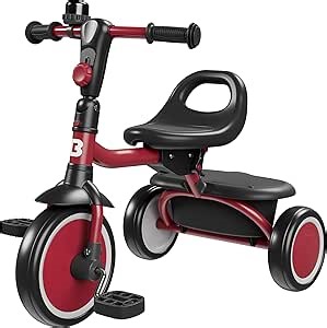 besrey Toddler Tricycle with Bell, Kids Tricycle Age 18 Months to 5 Years, Kids Trike, Toddler Bike for 1.5-5 Year Olds, Baby Trike, Gifts & Toys for Boys & Girls, Red