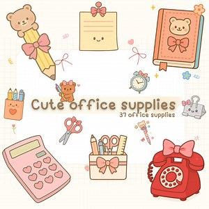 Kawaii Pastel Office Supplies Clipart (digital Download) - Etsy