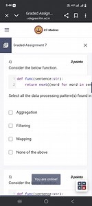 Consider the below function.pythondef func(sentence:str): r... | Filo