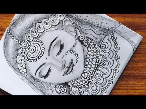 How to draw a Beautiful Traditional bride very easy | Girl drawing | Pencil Sketch | art video