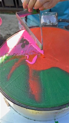 rotated in a circle until it forms a 3-color crepe