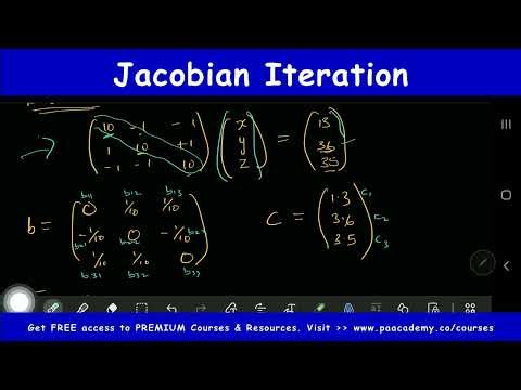 Jacobian Iteration Method. Solution to System of Linear Equations. Solution to 3 x 3 Matrix Equation