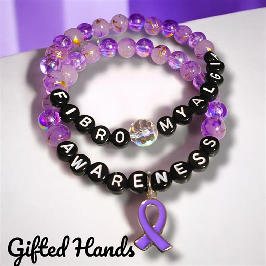 Fibro Awareness Bracelet Set Handmade With Love - Etsy