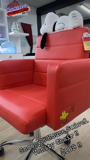 Ramírez's Furniture on Instagram: "Snoopy’s House Swivel Vanity Chair #snoopy #peanuts #vanity #chair #furniture #Fontana"