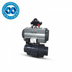 [Hot Item] DIN Dn80 UPVC Ball Valve with Spring Return Pneumatic Actuator