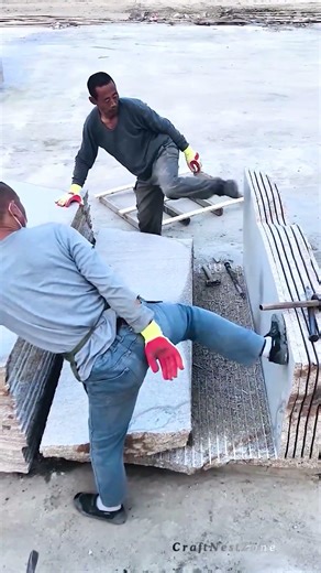 Manual Separation of Granite Slabs from a Block