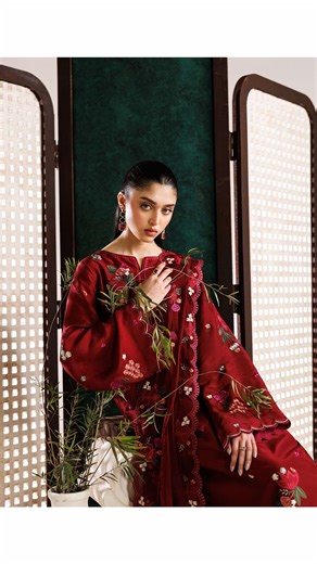 Eid Luxe: Striking Blood Red Ensemble in Ramen Silk