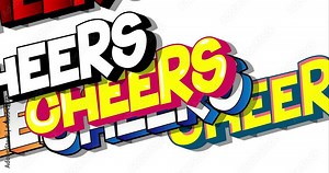 Comic lettering Cheers. 4k animated comic book text. Retro pop art comic style social media post, motion poster on white background and green screen.