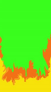 Fire flame seamless loop animation on green screen background. Vertical animated transition.