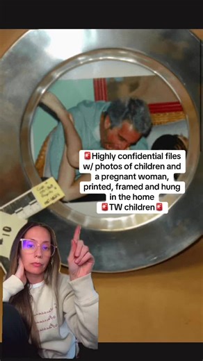 #greenscreen pictures of children with Epstein and pregnant woman framed under “highly confidential” files #island #files #victims