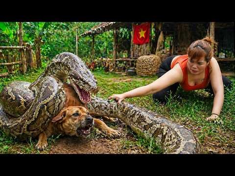 72 Hour Terror: Giant Python Attacks Dog on Farm — Brave Woman Rushes to Save It!
